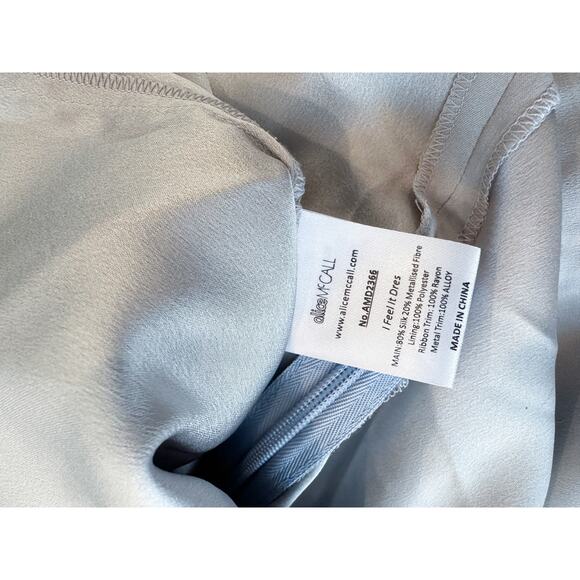 Alice McCall I Feel It Coming Ruched Asymmetrical Blue Midi Dress Size 4 - Picture 7 of 10